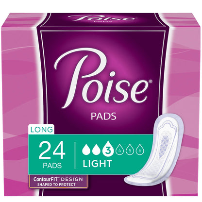 Poise® Bladder Control Pad, Long, Light Absorbency, Absorb-Loc Core, Female