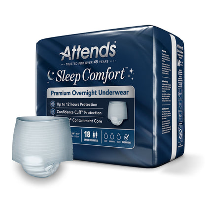 Attends® Sleep Comfort Premium Overnight Underwear, 24 – 44 Inches