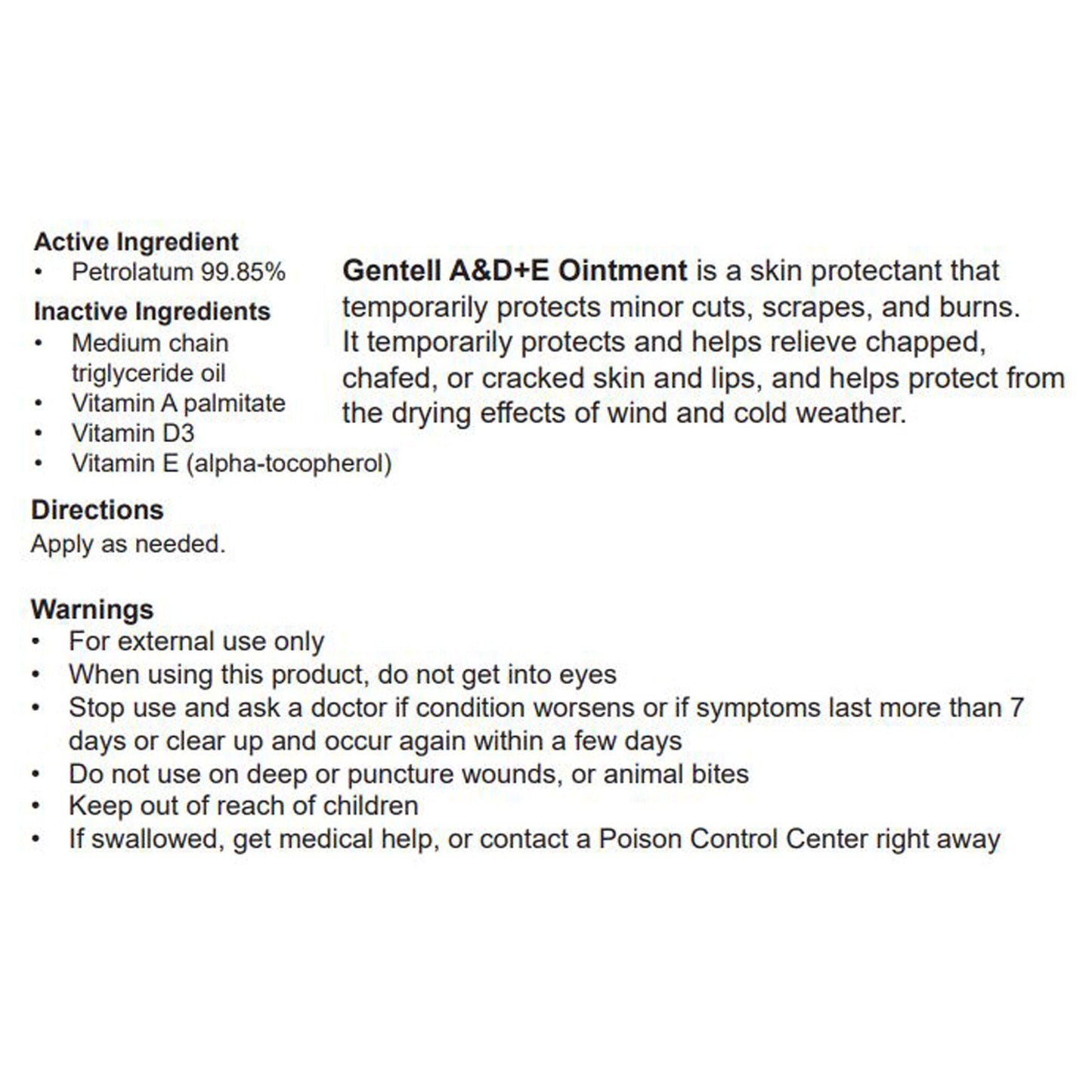 Gentell® A & D Ointment, jar