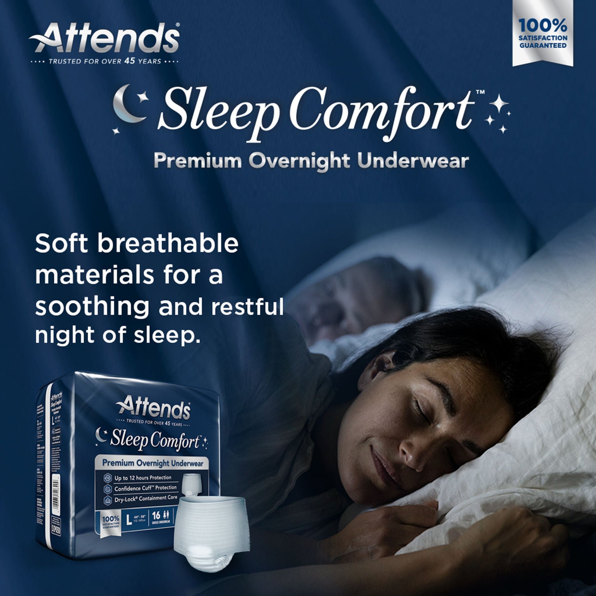 Attends® Sleep Comfort Premium Overnight Underwear, 44 – 58 Inches