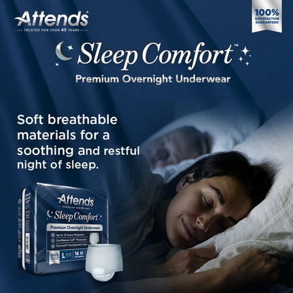 Attends® Sleep Comfort Premium Overnight Underwear, 44 – 58 Inches