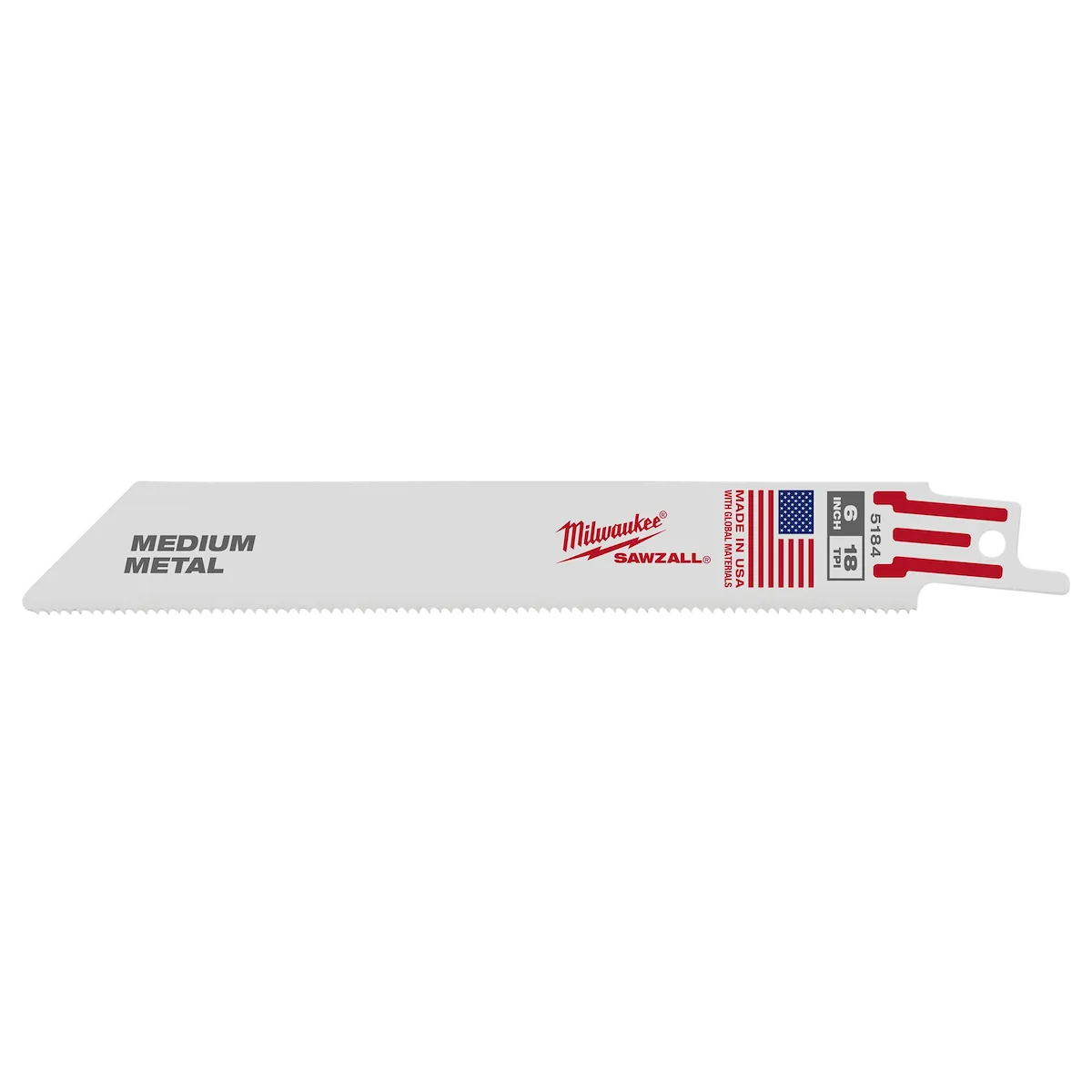 Milwaukee 6" 14 TPI SAWZALL Blade for Medium Metal (5 PK) 48-01-6184 | 6 in Blade Length