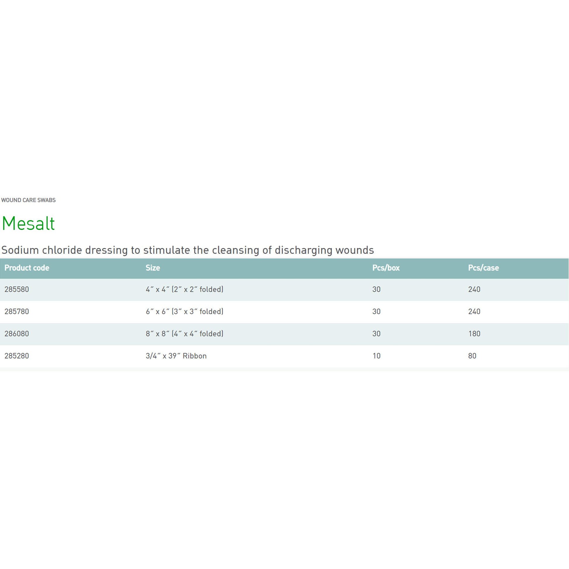 Mesalt® Sodium Chloride Impregnated Dressing
