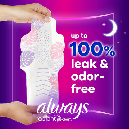 Always® Radiant Overnight Pads, Size 4
