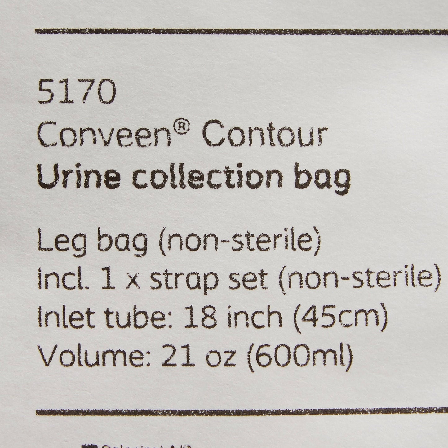 Conveen® Contour Urinary Leg Bag: Anti-Reflux Valve, Polyethylene/Flocked