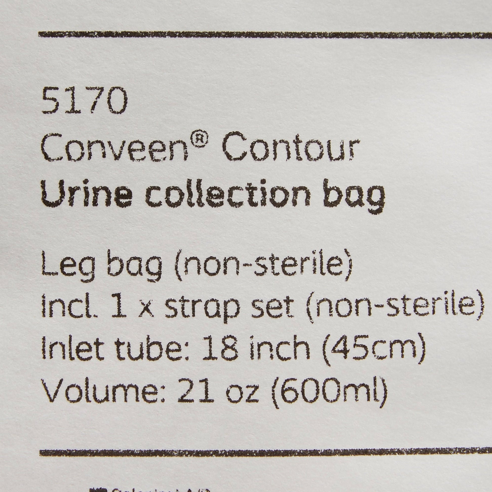 Conveen® Contour Urinary Leg Bag: Anti-Reflux Valve, Polyethylene/Flocked
