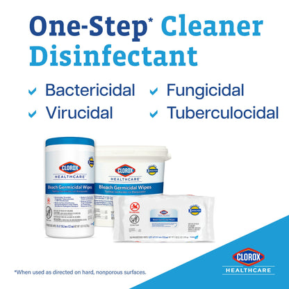 Clorox Healthcare® Bleach Germicidal Wipes, Refill Pouch, .