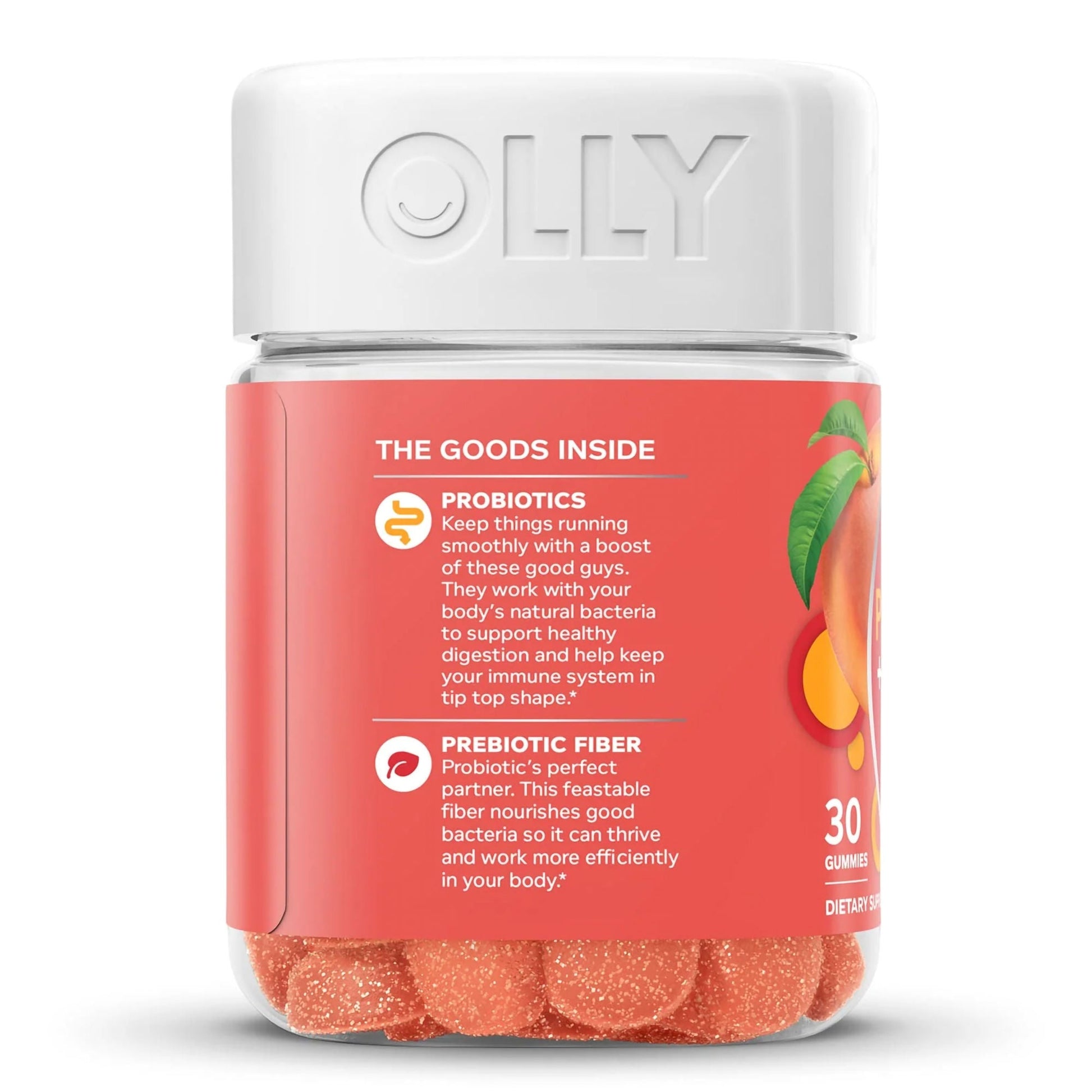 Olly's® Probiotic + Prebiotic for a Balanced Belly, Peach-Flavor Gummies