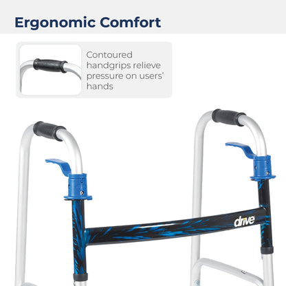 drive™ Aluminum Dual Release Folding Walker, 32 – 39 Inch Height