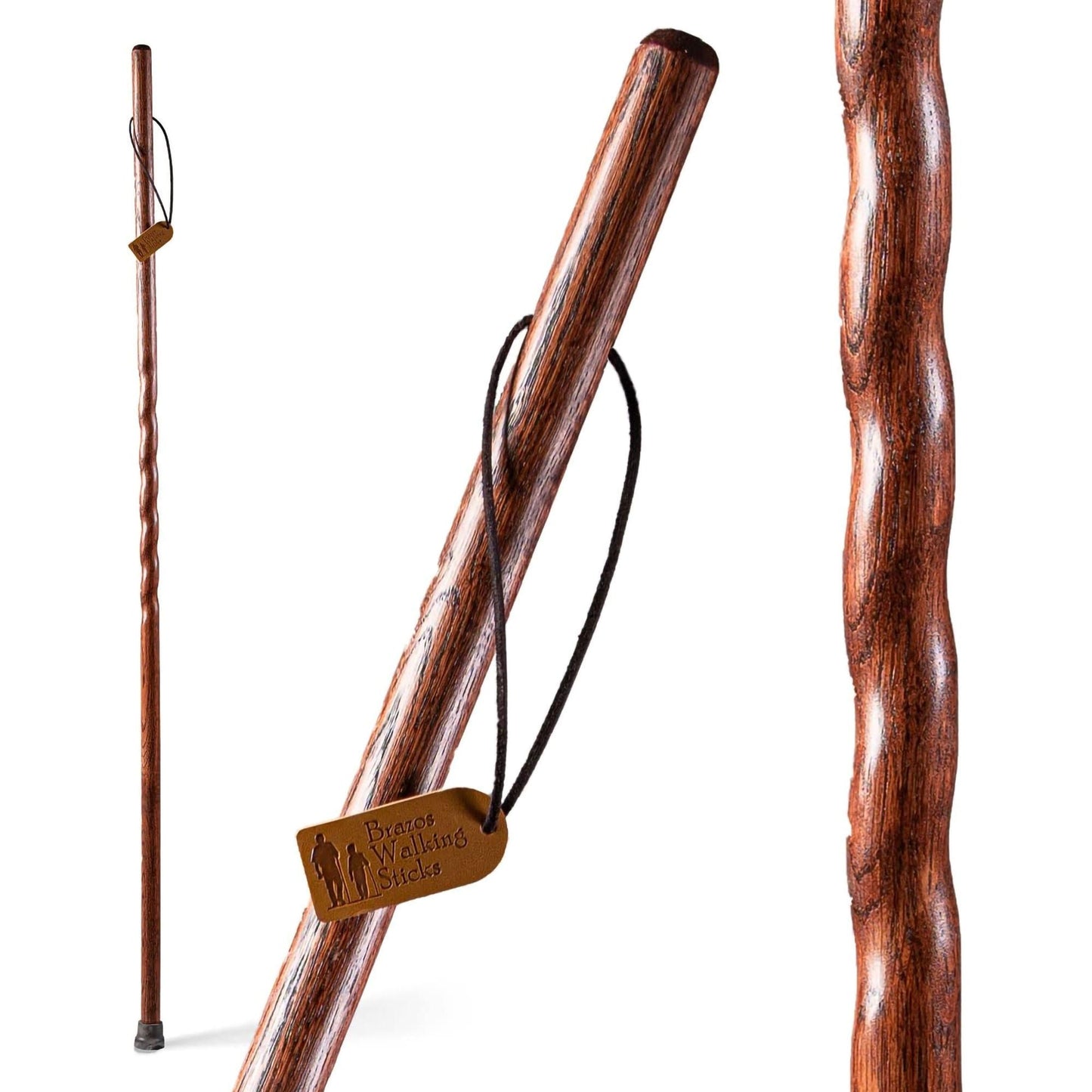 Brazos™ Twisted Oak Trekker Handcrafted Walking Stick, Red, 55-Inch