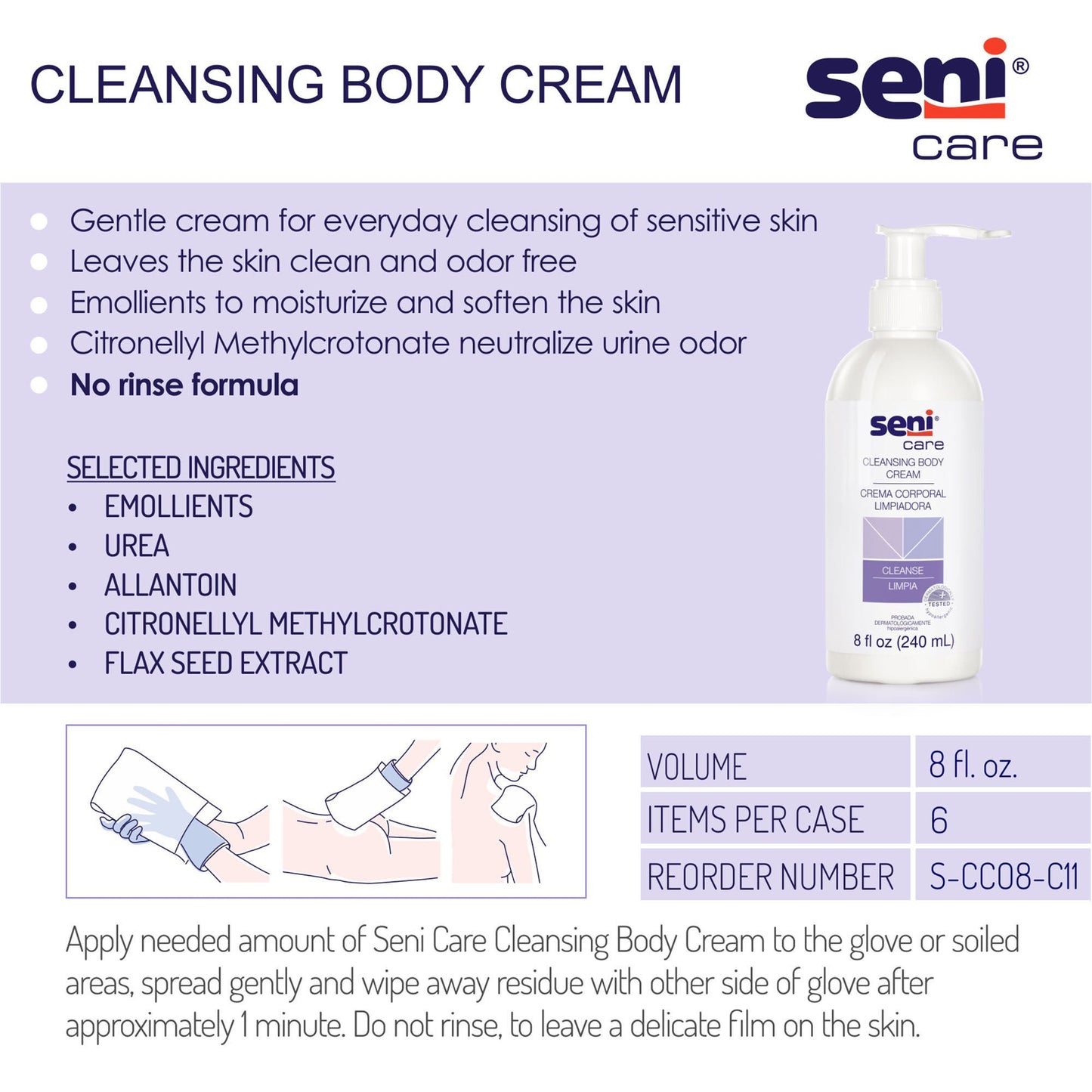 Seni® Care Rinse Free Body Wash, Pump Bottle
