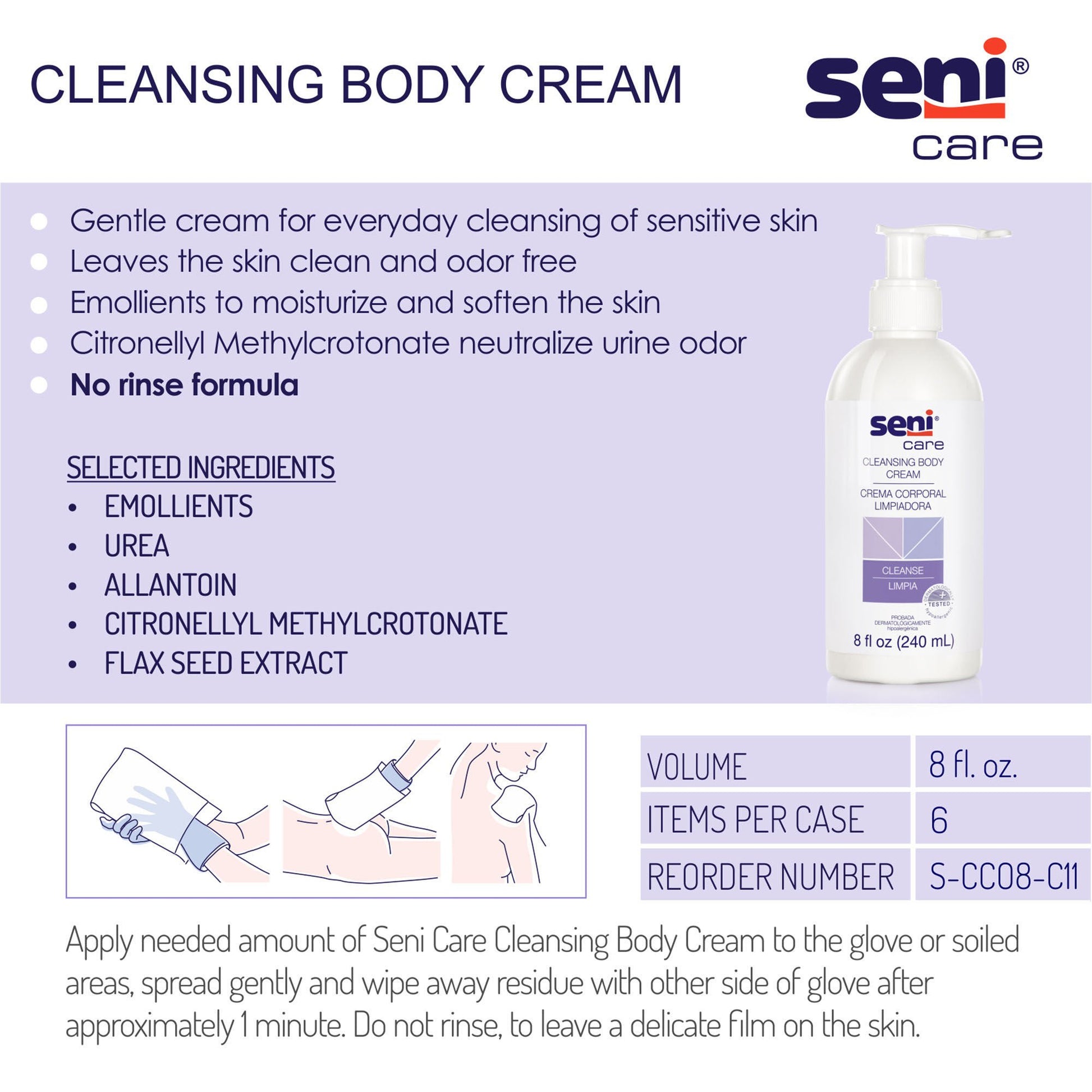 Seni® Care Rinse Free Body Wash, Pump Bottle