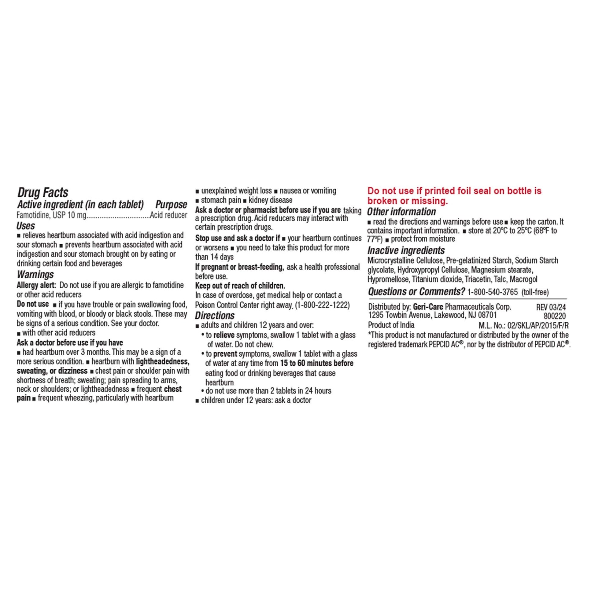 Geri-Care Antacid 10 mg Strength Tablet