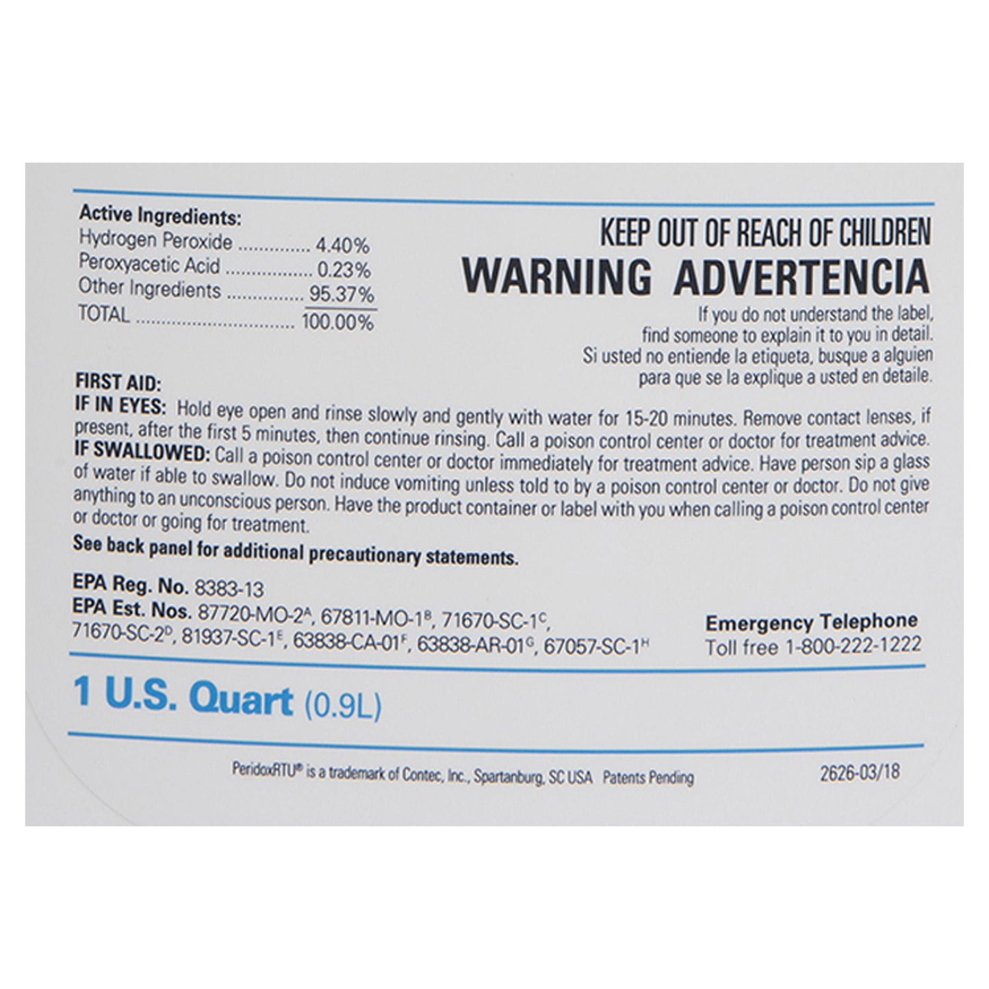 PeridoxRTU® Sporicidal Peroxide Based Surface Disinfectant Cleaner