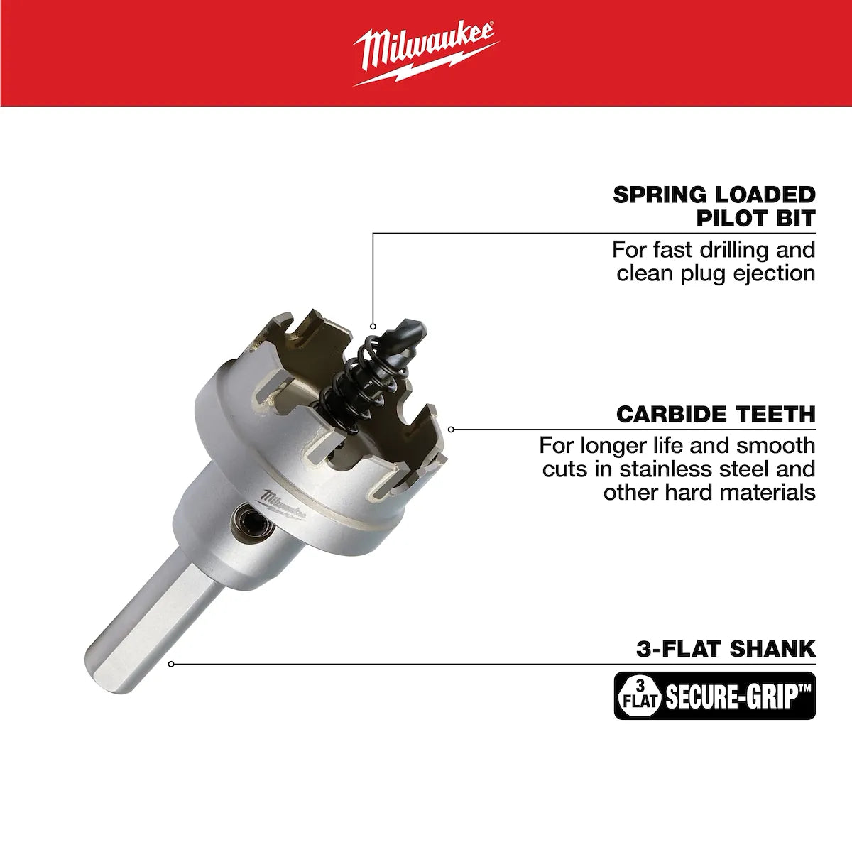 Milwaukee One-Piece Carbide Hole Cutter Set - 4PC 49-57-8623
