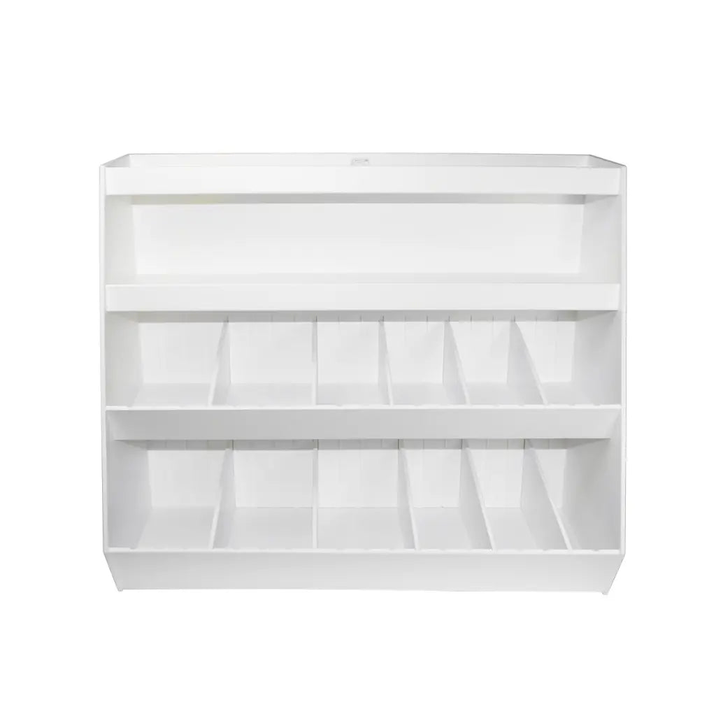 TrippNT 50028 Lab Storage Shelf Angle View Adjustable Dividers White PVC