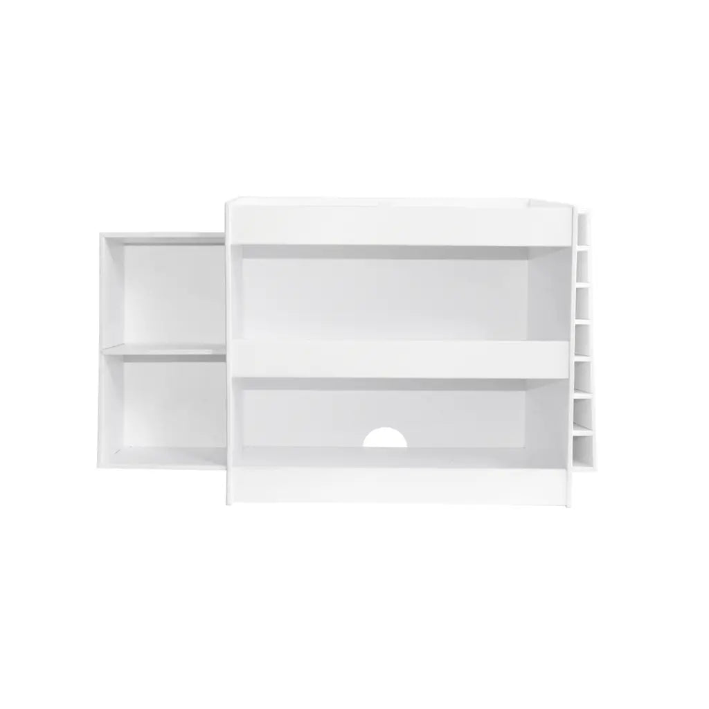TrippNT 50104 — angled view showing 3 tiered shelves with 1-inch safety lips and side compartments