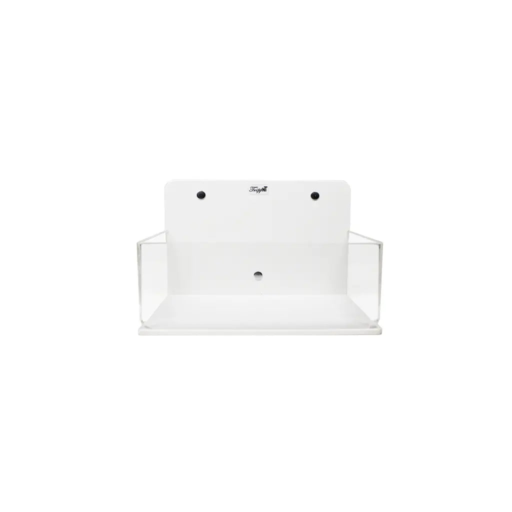 TrippNT 50116 — angled view showing 3-sided clear acrylic construction and white PVC base