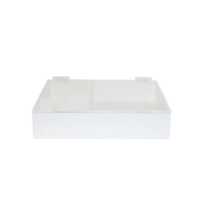 TrippNT 50145 — angled view showing 3 compartments and clear acrylic hinged lid in open position