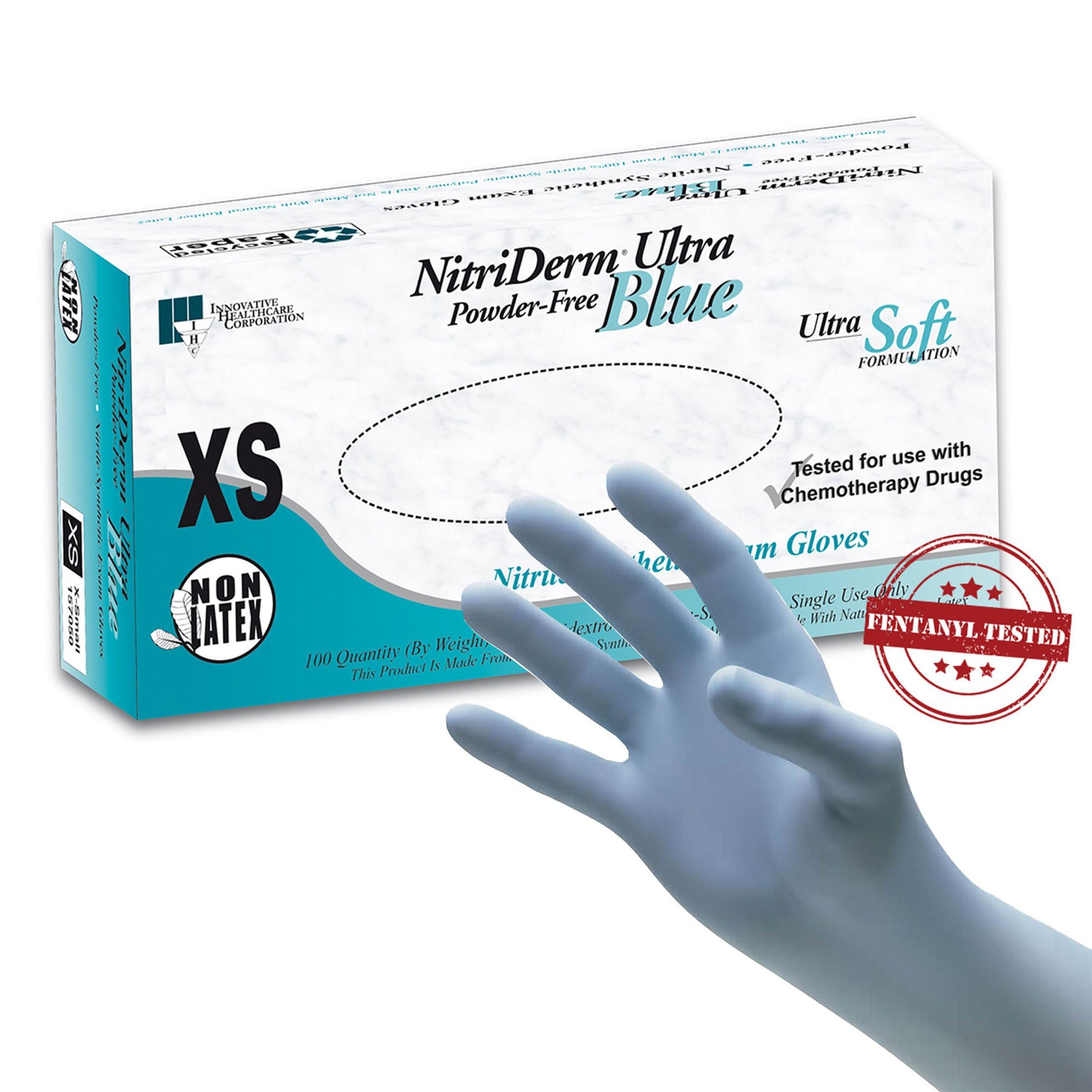 NitriDerm® Ultra Blue Nitrile Exam Gloves, Light Blue - view 4