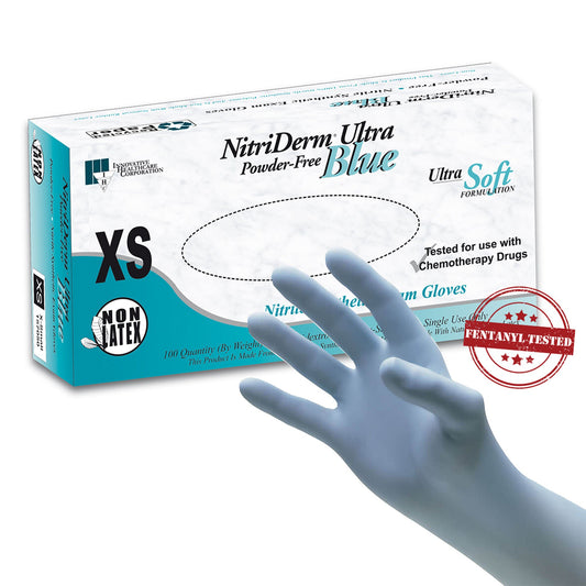 NitriDerm® Ultra Blue Nitrile Exam Gloves, Light Blue