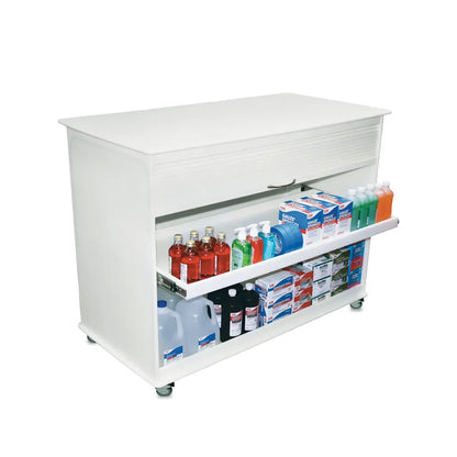 TrippNT 50592 — angled 3/4 view showing full 47.75-inch wide work surface and both tambour doors