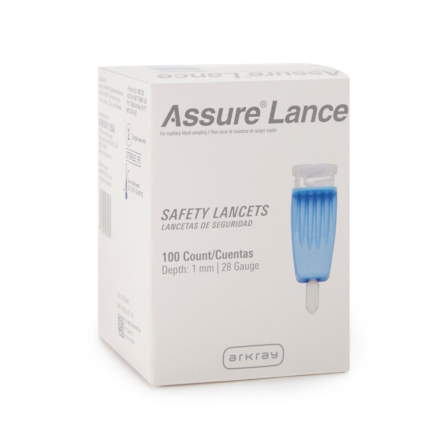 Assure® Safety Lancet, 1.0 mm Depth, Light Blue