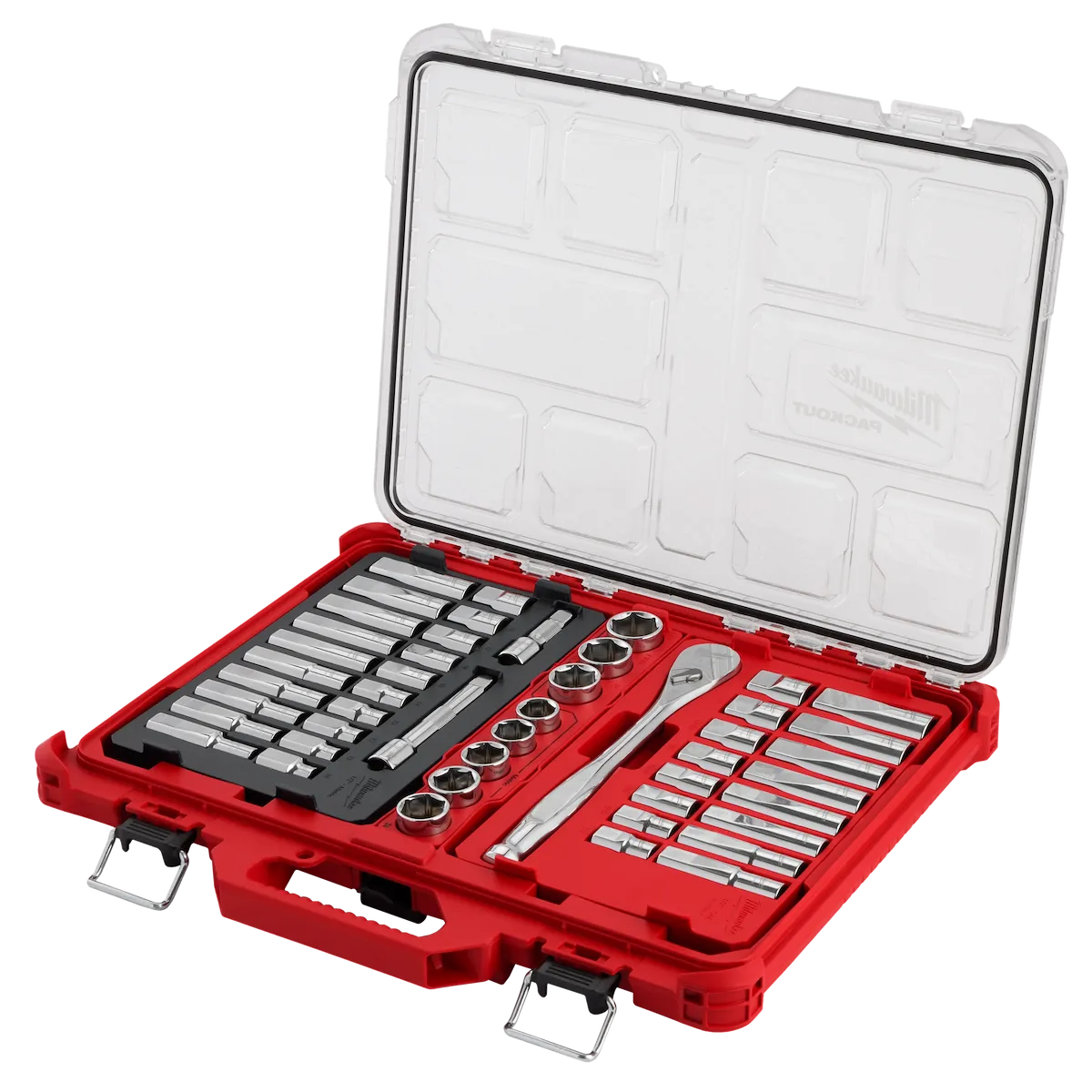 Milwaukee 47pc 1/2" Drive Ratchet & Socket Set with PACKOUT Low-Profile Organizer 48-22-9487 | 1/2 in Drive, 47-Piece