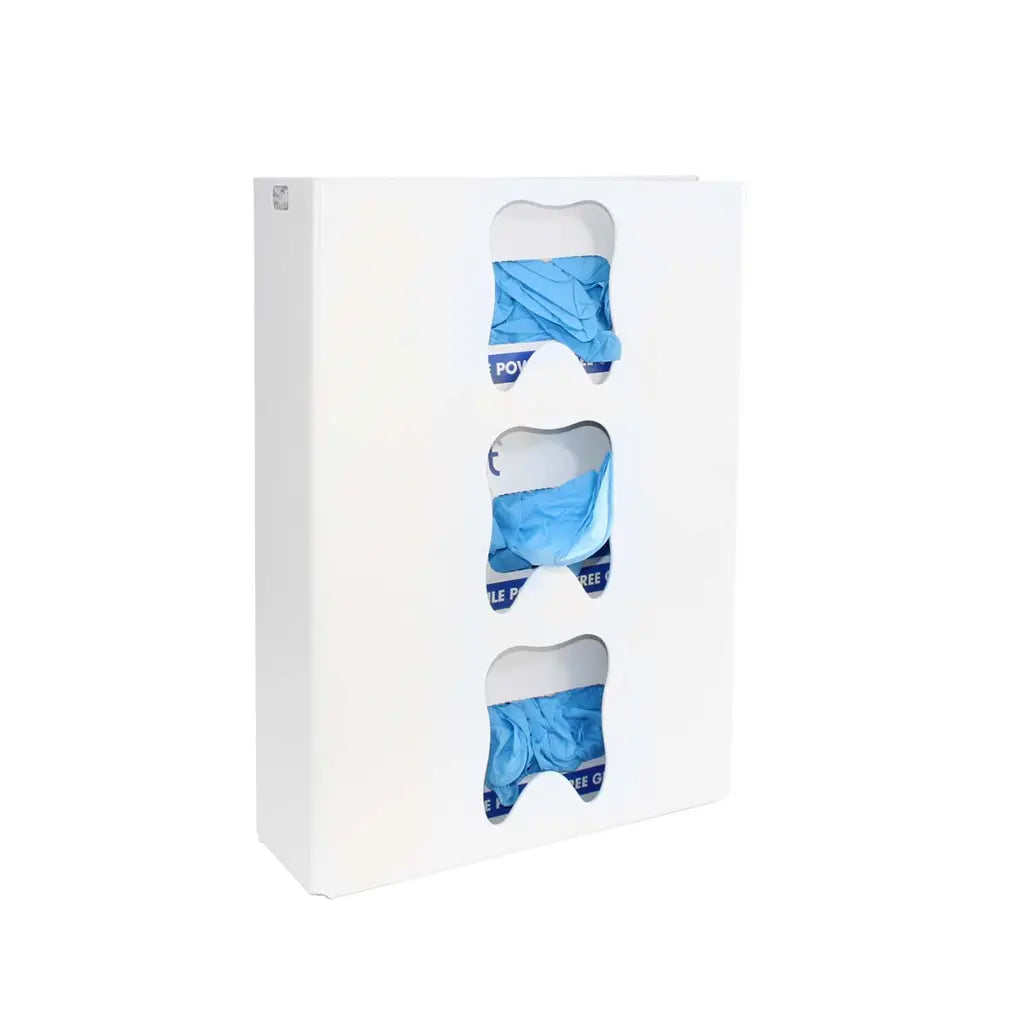 TrippNT 51055 Triple Tooth Glove Box Dispenser - Three Different Glove Types Loaded In-Use