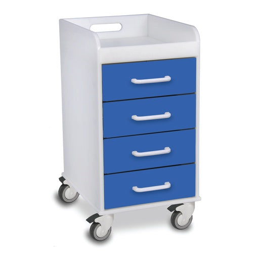 Compact 4-Drawer Locking Lab Cart | HDPE Mobile Storage 51080