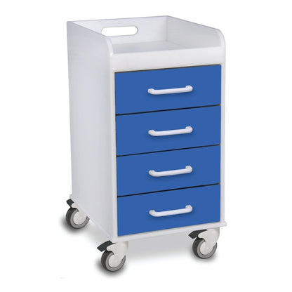 Compact 4-Drawer Locking Lab Cart | HDPE Mobile Storage 51080