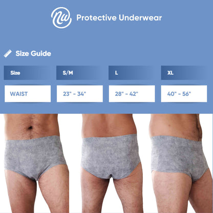 Nexwear Men's Pull-On Absorbent Underwear, Extra Large, Gray