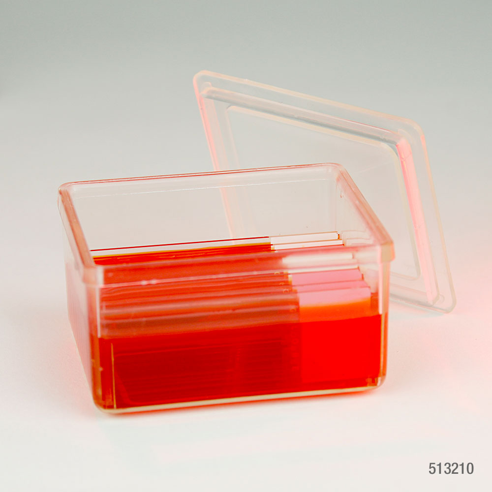 Slide Staining Jar with Lid, PMP, for 10 slides, Schifferdecker Type