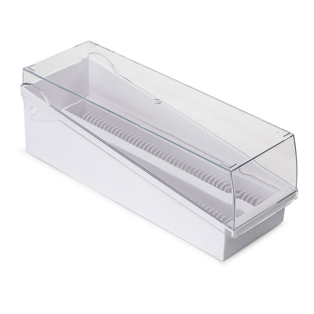 100-Place Microscope Slide Storage Box, Hinged Lid & Removable Draining Tray, ABS — 5 Colors, Each or Case of 6 | Globe Scientific