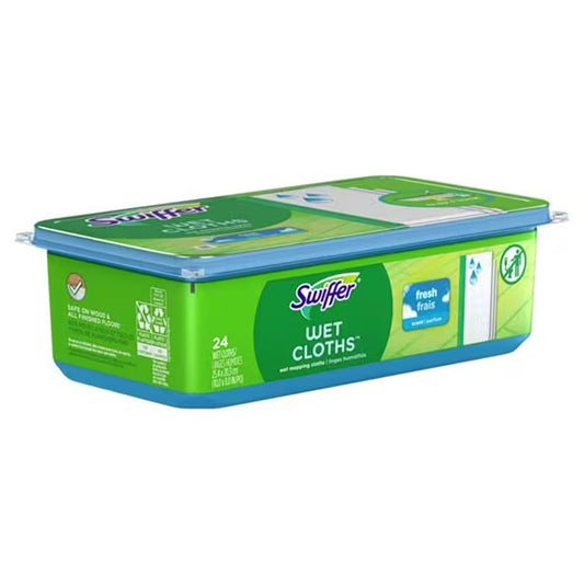 Swiffer Saturated Wet Mop Pad Bound Edge White Cloth Disposable