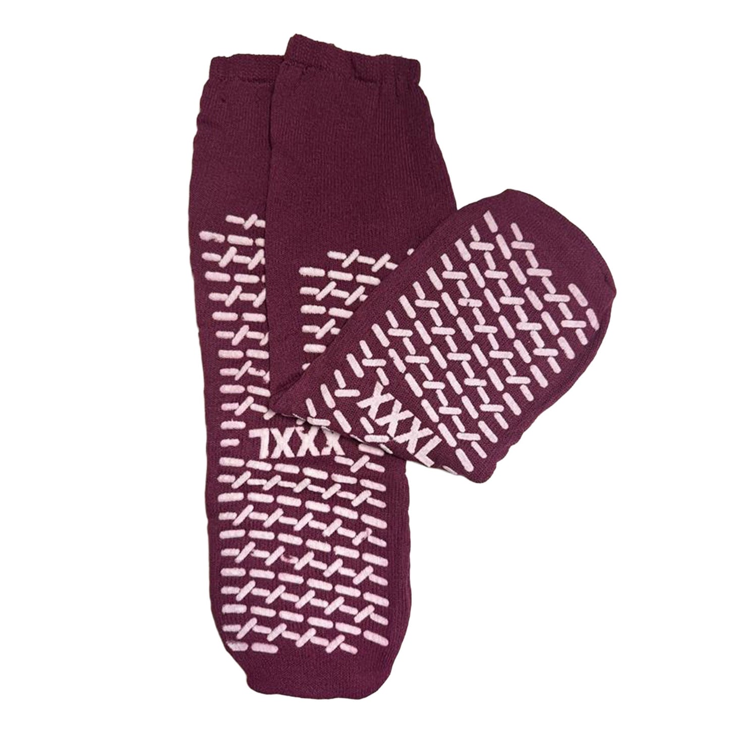 Risk Management Slipper Socks Unisex Adult 3X-Large Double Tread Single Patient Use Purple