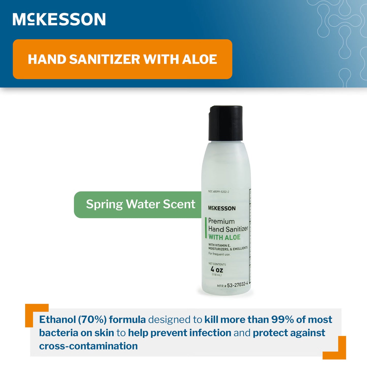 McKesson Premium Hand Sanitizer With Aloe, Ethyl Alcohol Gel, Bottle