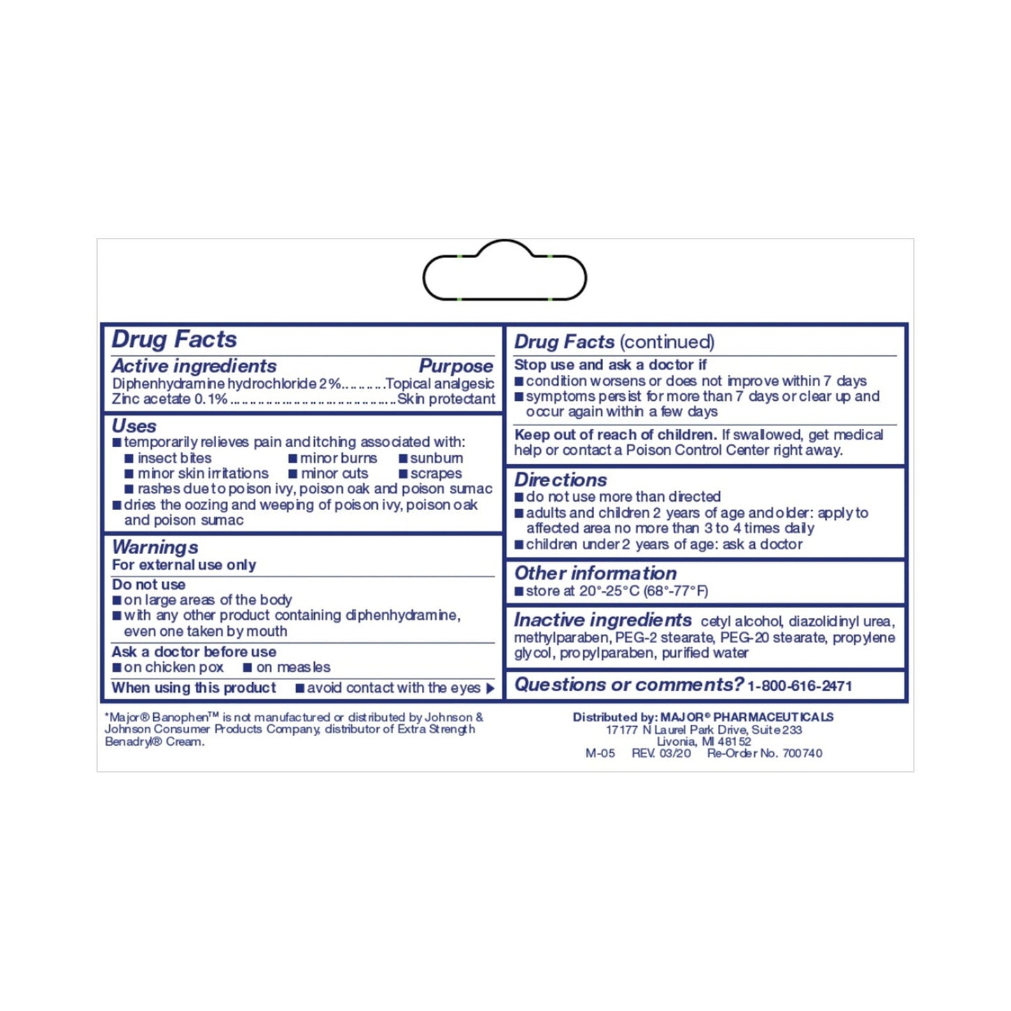 Banophen™ Diphenhydramine HCl / Zinc Acetate Itch Relief, tube