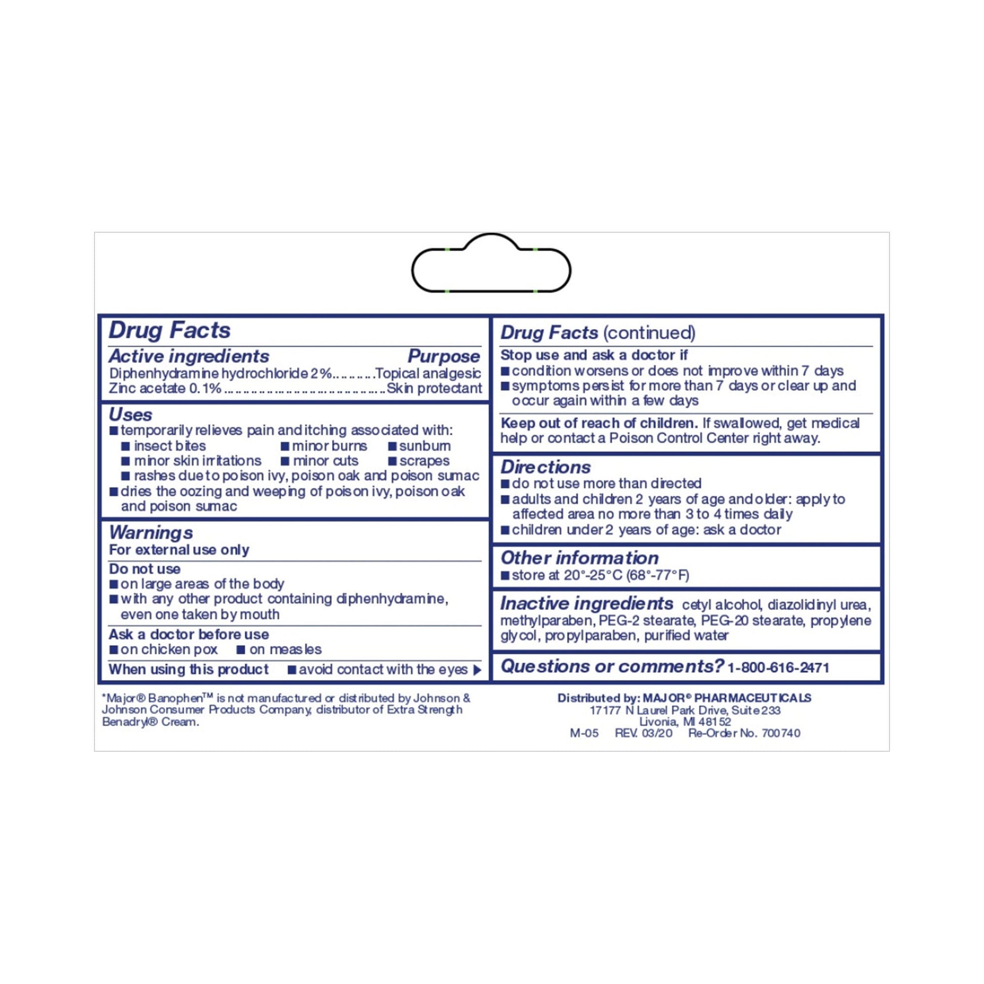 Banophen™ Diphenhydramine HCl / Zinc Acetate Itch Relief, tube
