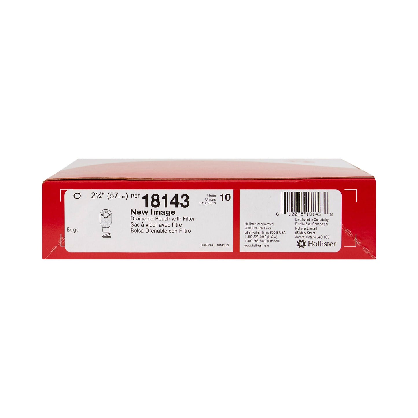 New Image™ 18143 2-Piece Beige Ostomy Pouch, Pre-cut to Fit Stomas, Red