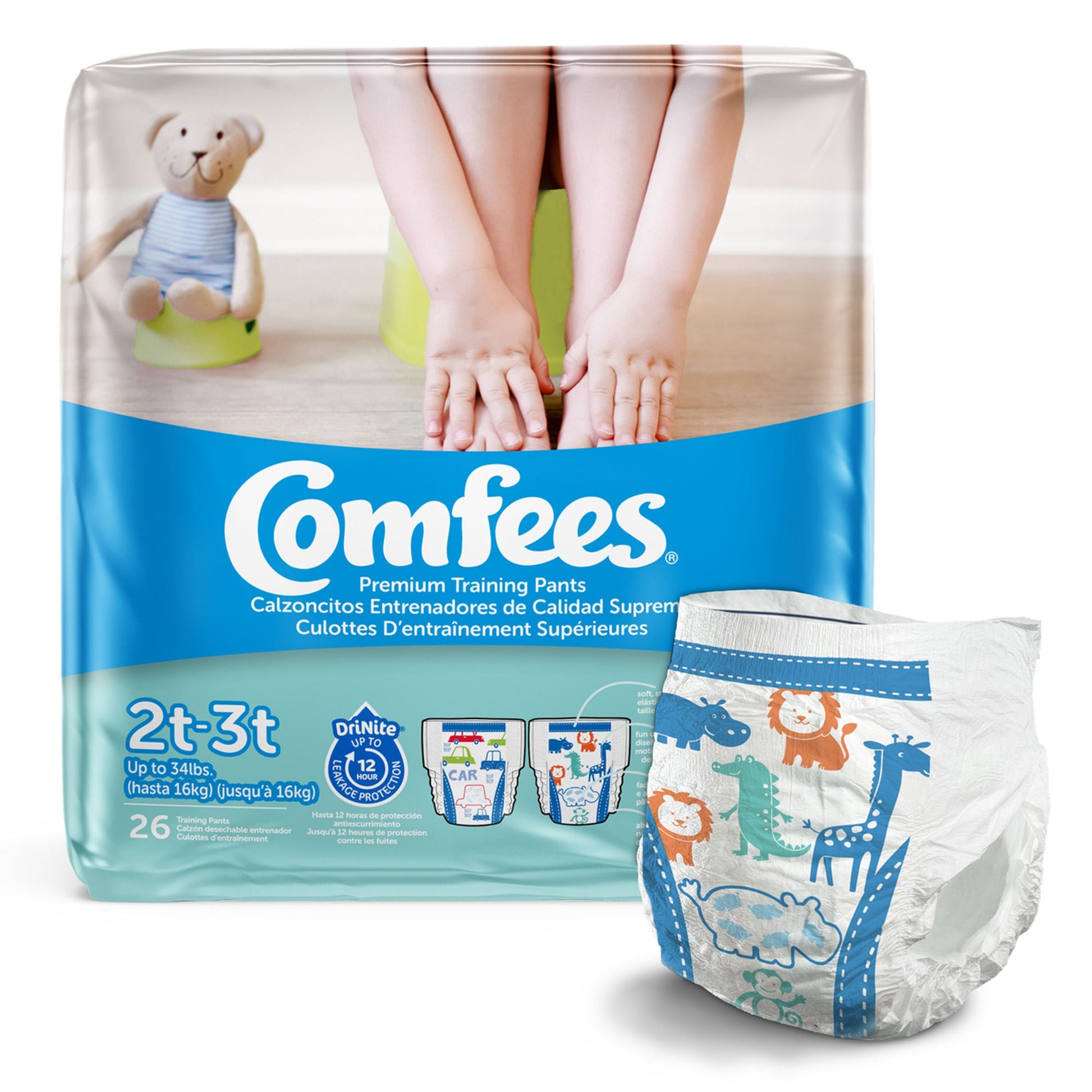 Comfees Male Toddler Training Pants Pull On with Tear Away Seams Disposable Moderate Absorbency
