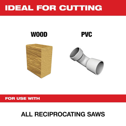 Milwaukee 9" 6 TPI Fleam Ground SAWZALL Blade for Clean Wood (5 PK) 48-00-5016 | 9 in Blade Length, 5-Piece
