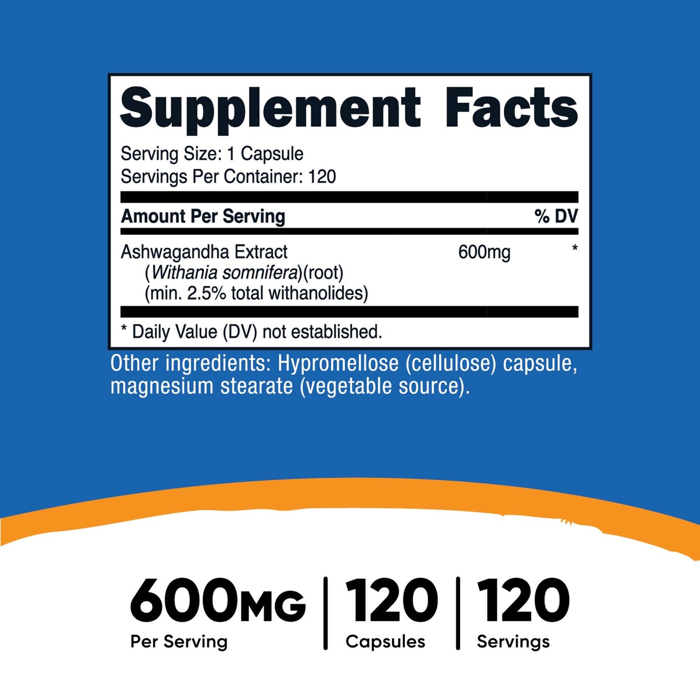 nutricost Dietary Supplement Ashwagandha Root 600 mg Strength Capsule