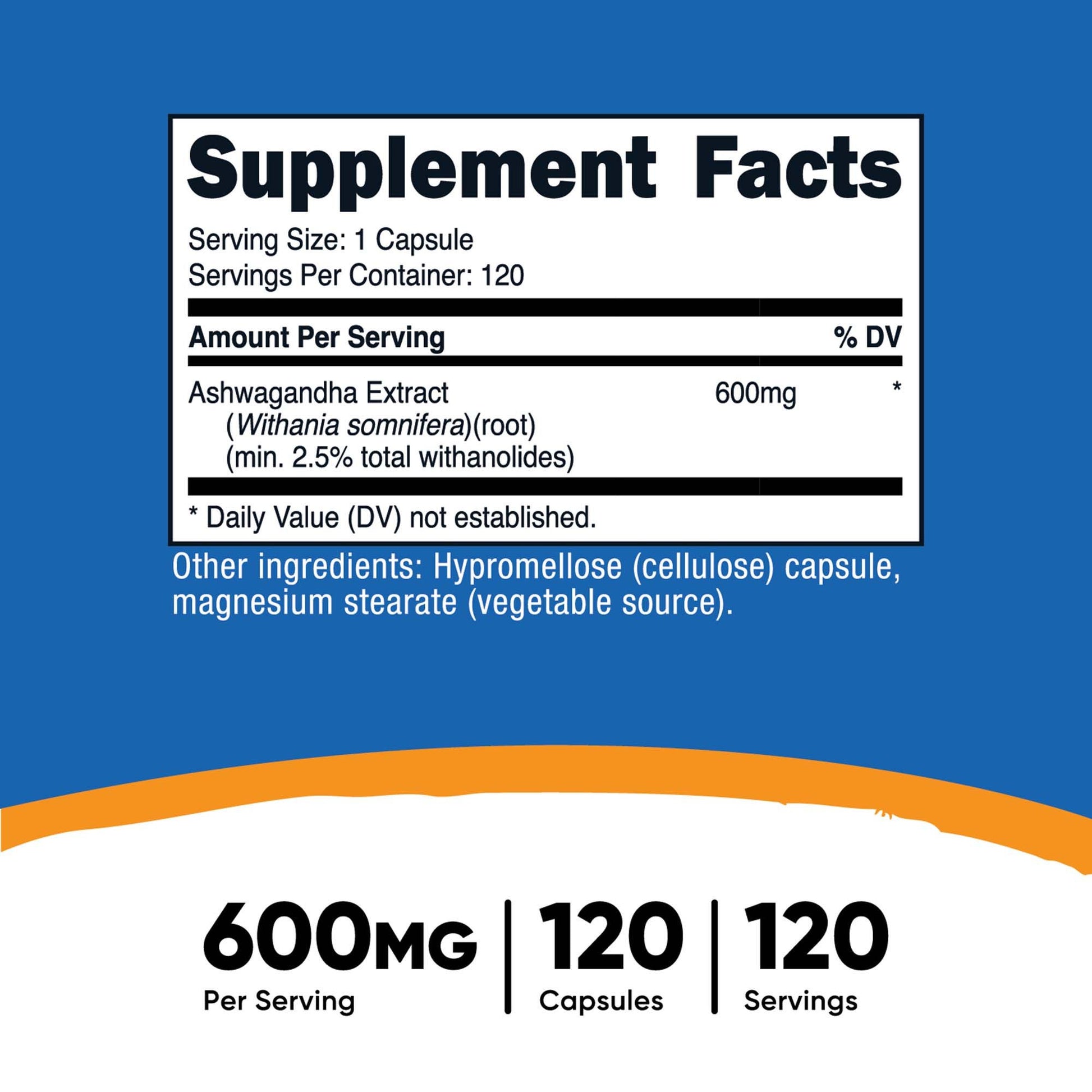 nutricost Dietary Supplement Ashwagandha Root 600 mg Strength Capsule