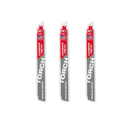 Milwaukee 9" 10 TPI TORCH with Carbide Teeth SAWZALL Blade for Conduit and Strut (3 PK) 48-00-5352 | 9 in Blade Length, 3-Piece