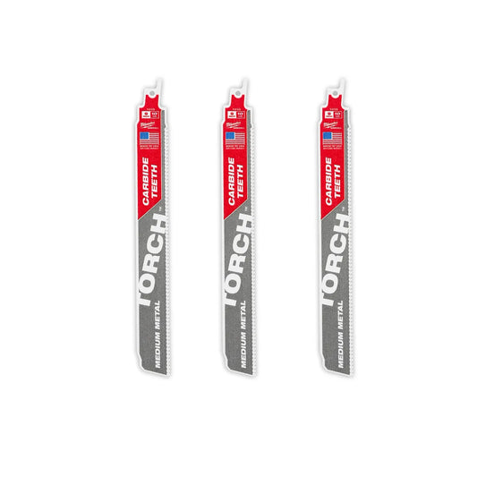 Milwaukee 9" 10 TPI TORCH with Carbide Teeth SAWZALL Blade for Conduit and Strut (3 PK) 48-00-5352 | 9 in Blade Length, 3-Piece
