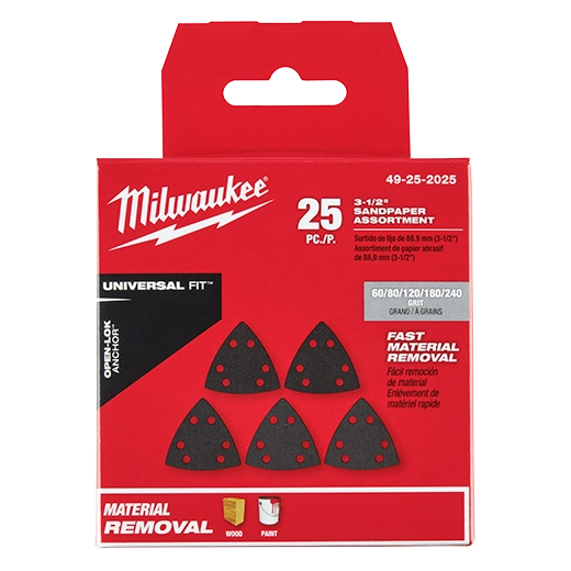 Milwaukee 25 PC 3-1/2” Triangle Sandpaper Set 49-25-2025
