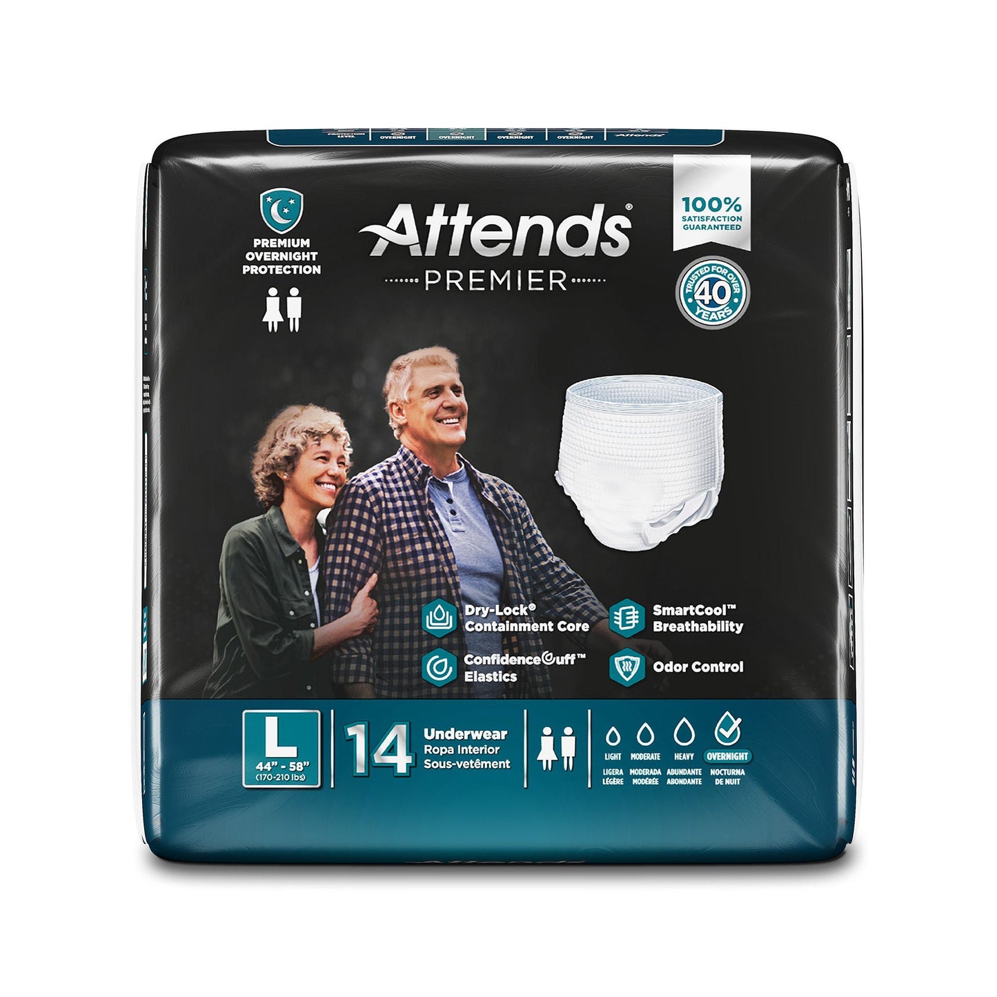 Attends® Premier Underwear, Heavy Absorbency, 44 to 58 Inch Waist/Hip