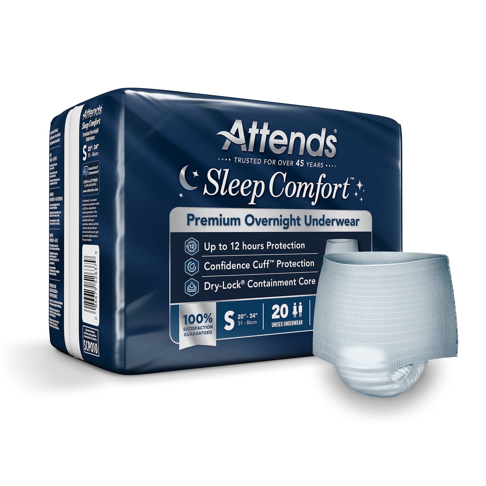 Attends® Sleep Comfort Premium Overnight Underwear, 20 – 34 Inches