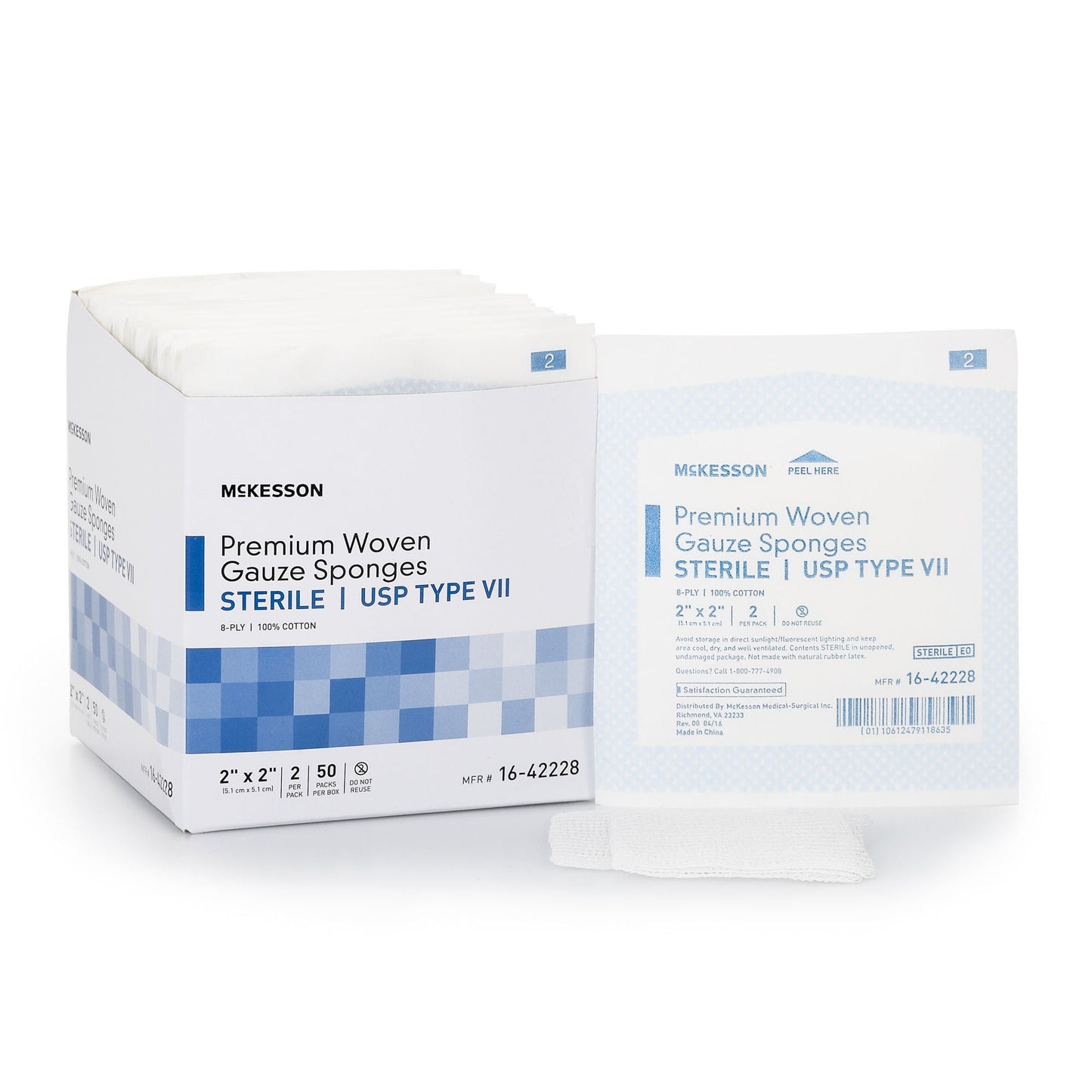 McKesson Sterile USP Type VII Gauze Sponge, Eight Ply